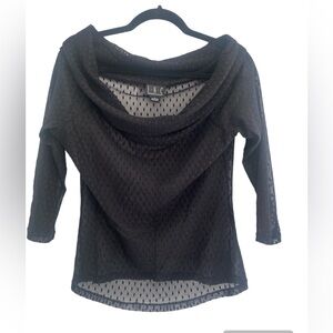 Sheer INC lace look black top! (L)
